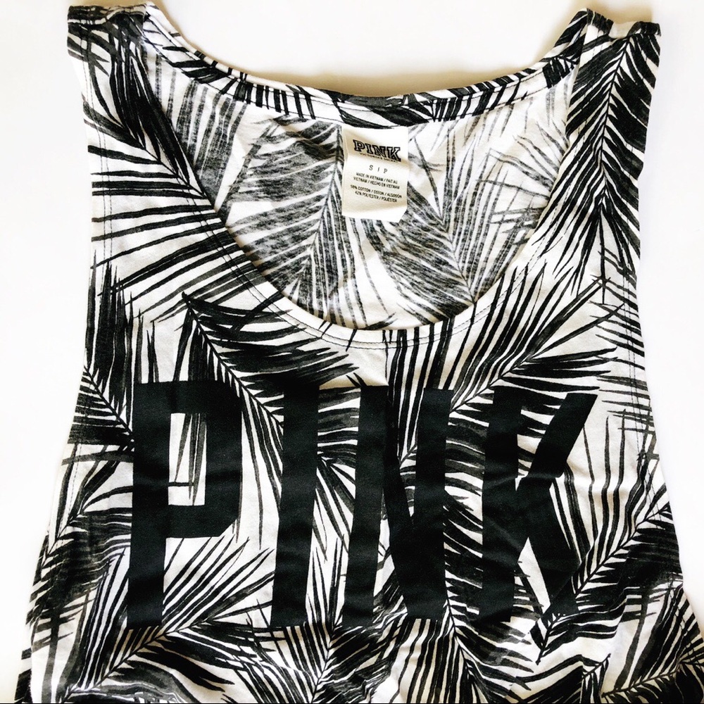 PINK Cropped Palm Print T-Shirt